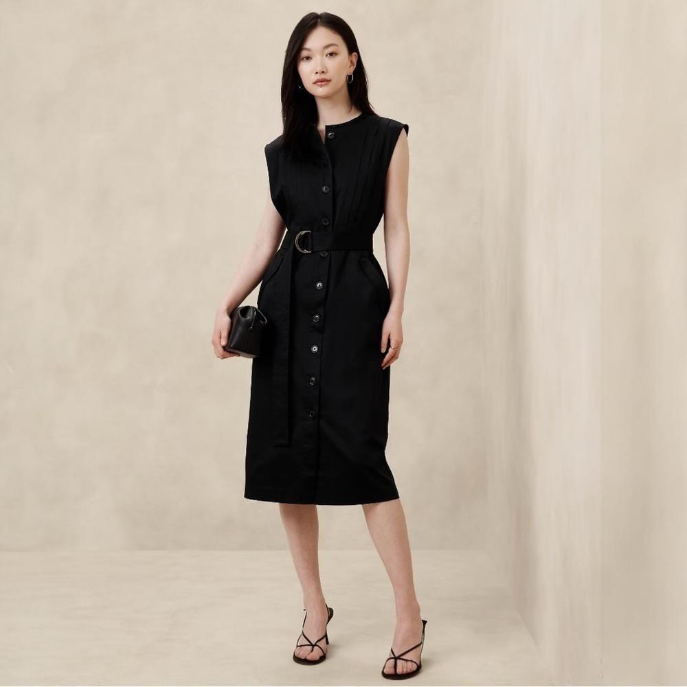 NWT Banana Republic Cotton Satin Knee Length Shirt Dress